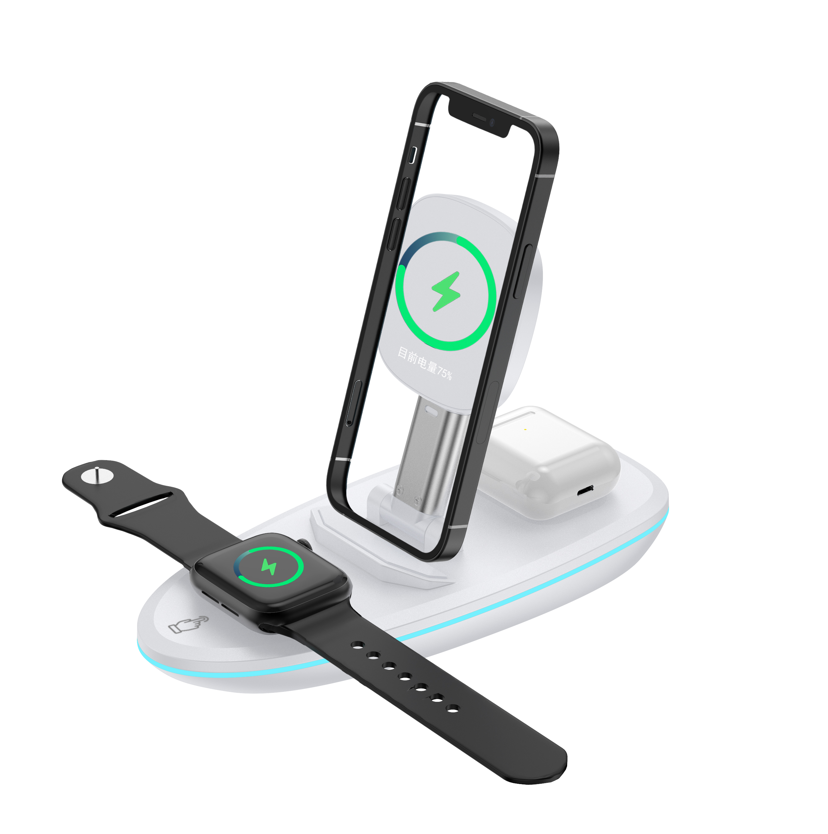Portable 15W Wireless Charger Station Fast Magnetic Charging For IPhone Multifunction