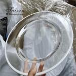 Transparent Gold Beaded Rim Charger Plate Round Flat Glass