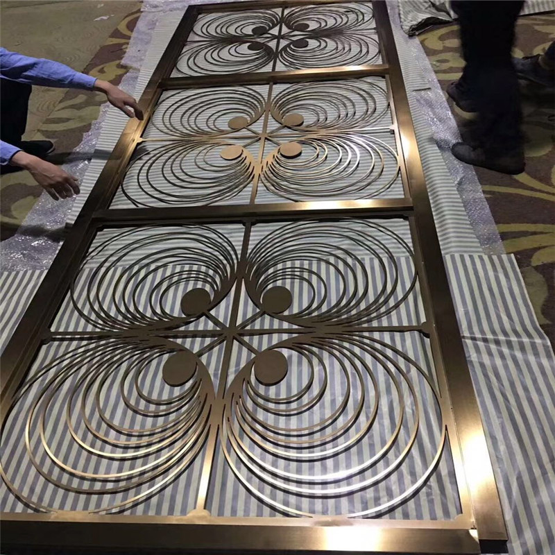 Custom Made Black Framed Room Dividers And Partitions Golden 1800 X 900 Stainless Steel 3d Circle Pattern Screen