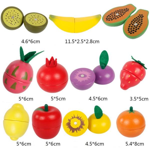 Water Paint 1.94in Wooden Fruit Cutting Set Kitchen Role Play