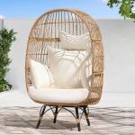 Outdoor Iron Frame Wicker Rattan Round Bird Nest Swing Egg Chair for Courtyard