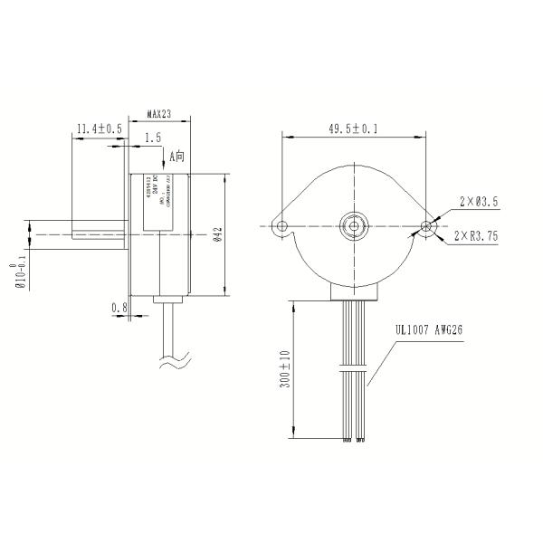 42mm 24V 42BY412 Permanent Magnet Stepper Motor 7.5 Degree Step Angle 23mm Thickness