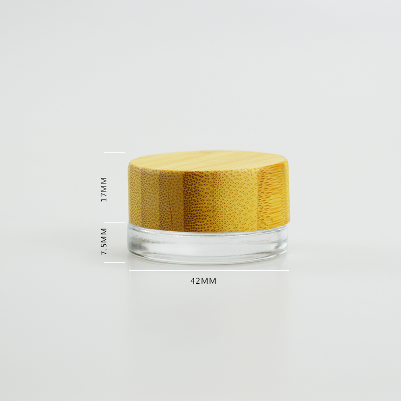5g Frosted Clear Glass Jar with Bamboo Wood Lid Keep Your Cosmetic Face Cream Fresh