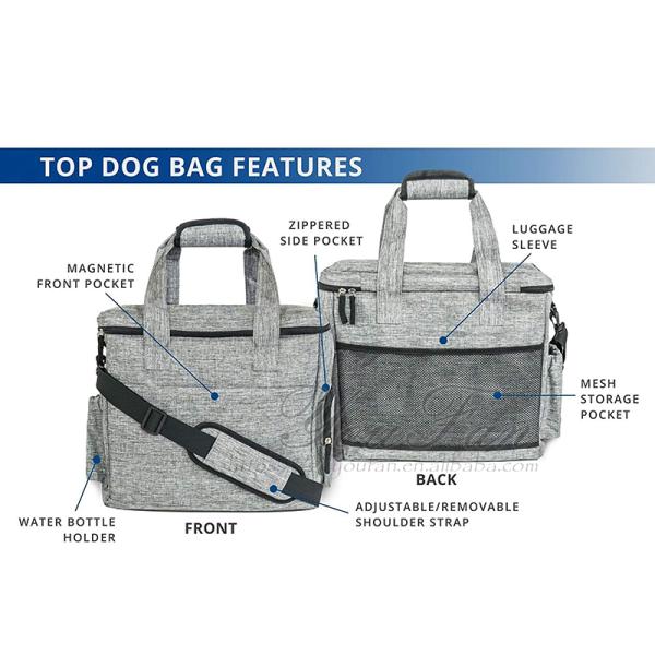 Airline Approved Dog Carrier Bag With 2 Lined Food / Treat Containers