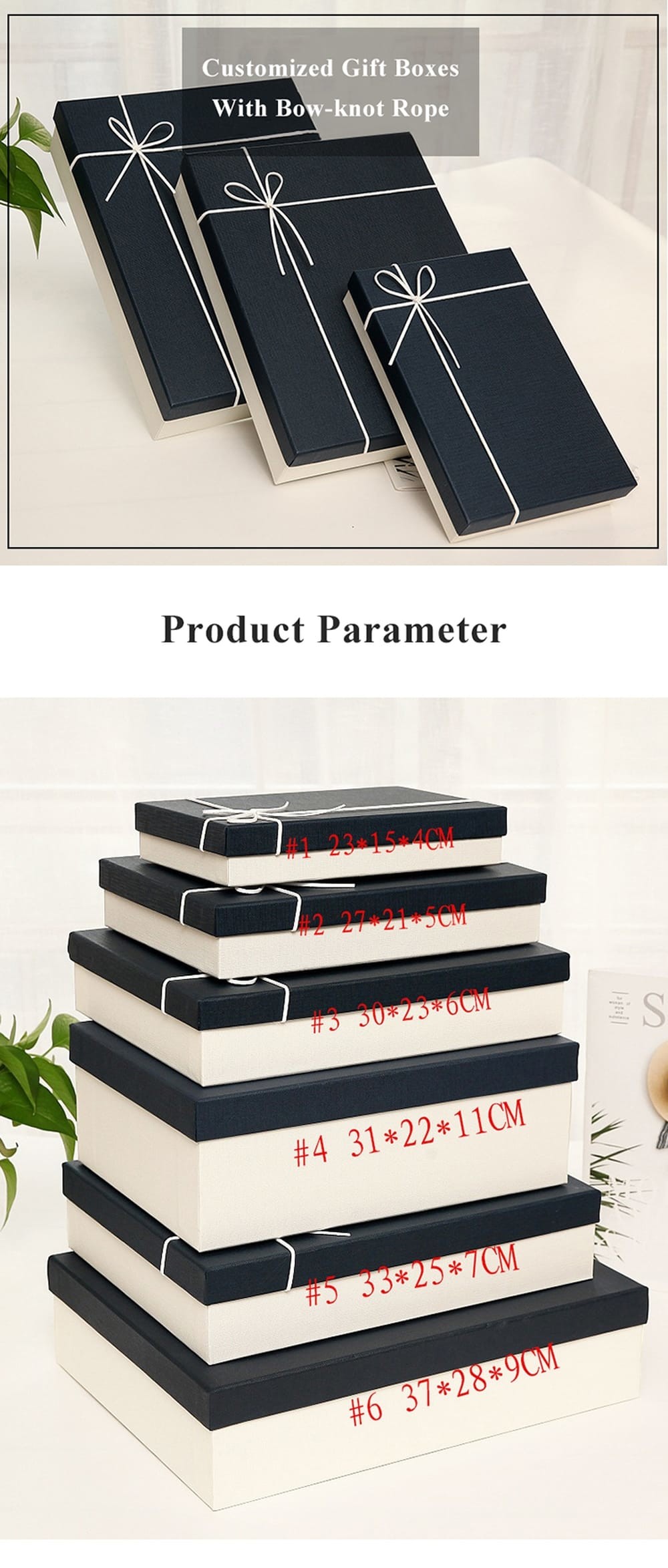 Special Texture Paper Multifunctional Lid And Base Gift Box With Rope Ribbon