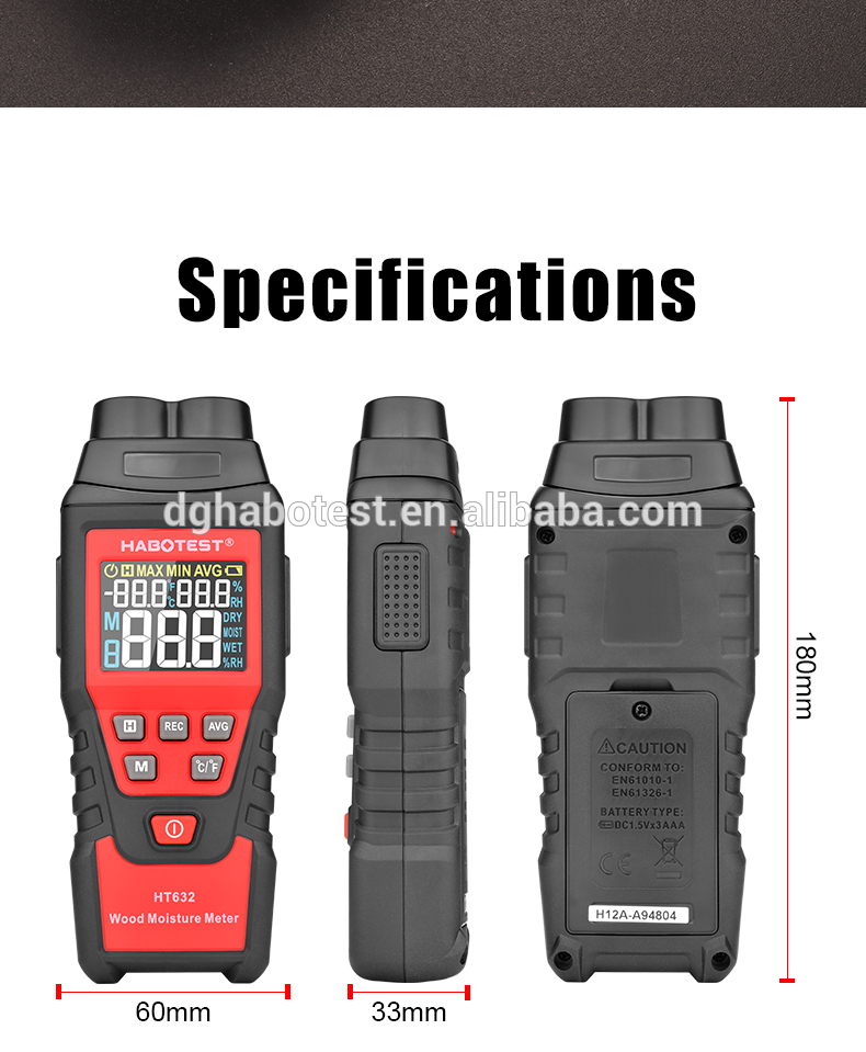 Plastic 58% Digital Wood Moisture Meter , Firewood Moisture Tester