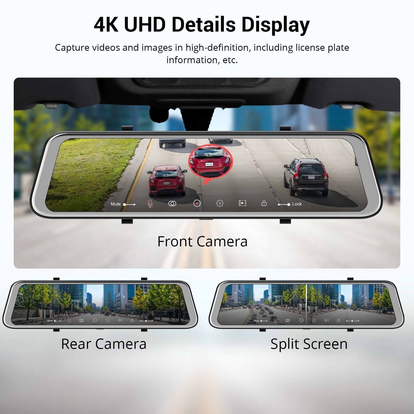 12" Car GPS Dashboard Camera Rearview Mirror Dash Cam DVR 4G 1080P WIFI APP