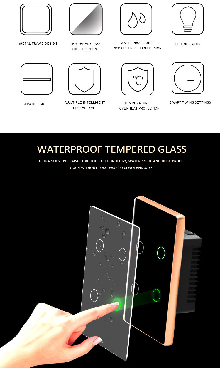 1/2/3/4 Gang Smart Switch Wifi Wireless Touch Remote Control Electronic Wall Switches With Google&Alexa