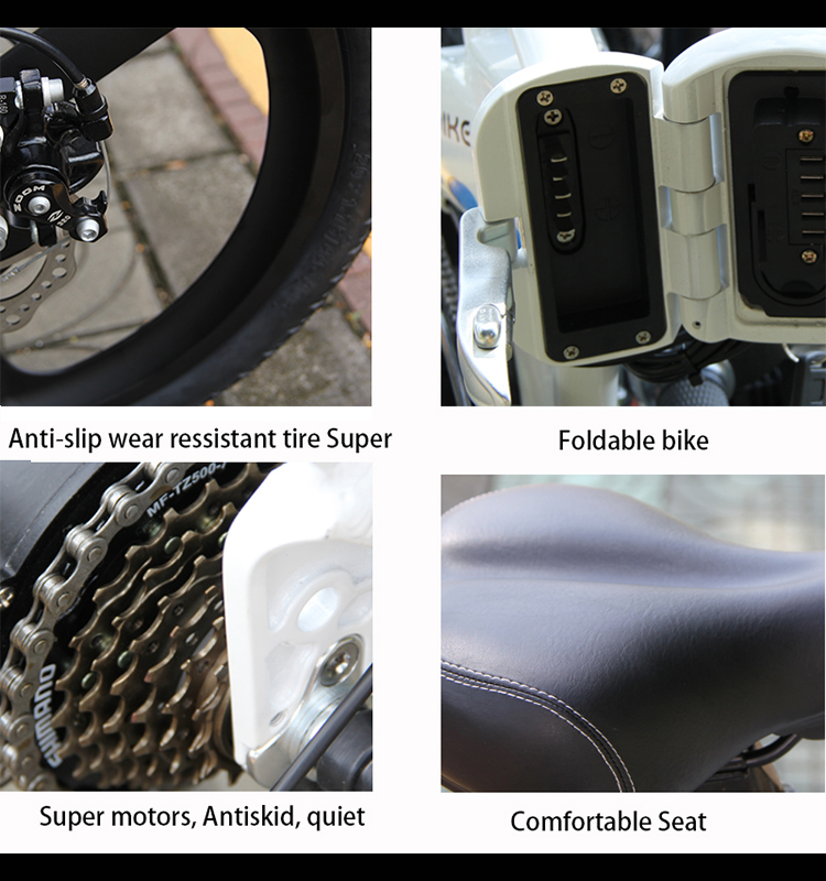 20 Inch Folding Electric Bicycle , Powerful E Bike 48v 350w Motor Variable Speed
