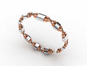 China Top Quality Europe Fashion Stainless Steel Genuine Leather Silicone Bangle Bracelet ADB156 wholesale