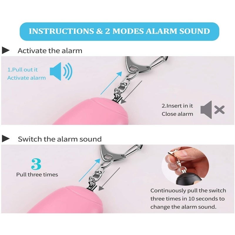 Rechargeable DC5V Police Approved Personal Security Alarms Pink Black Blue 130mAh