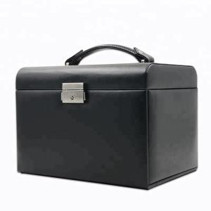 China Storage / Gift Leather Jewelry Box Black Color Lightweight For Travel wholesale