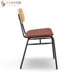 80cm Blue Faux Leather Dining Chairs With Metal Legs
