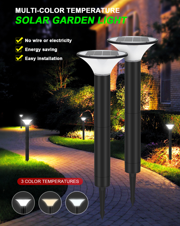 Hot selling IP65 outdoor high brightness 120lm/W led 5W 7W adjustable color temperature solar garden light