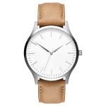 Dark Brown Silver Stainless Steel Watch Quartz Movement With Mineral Crystal