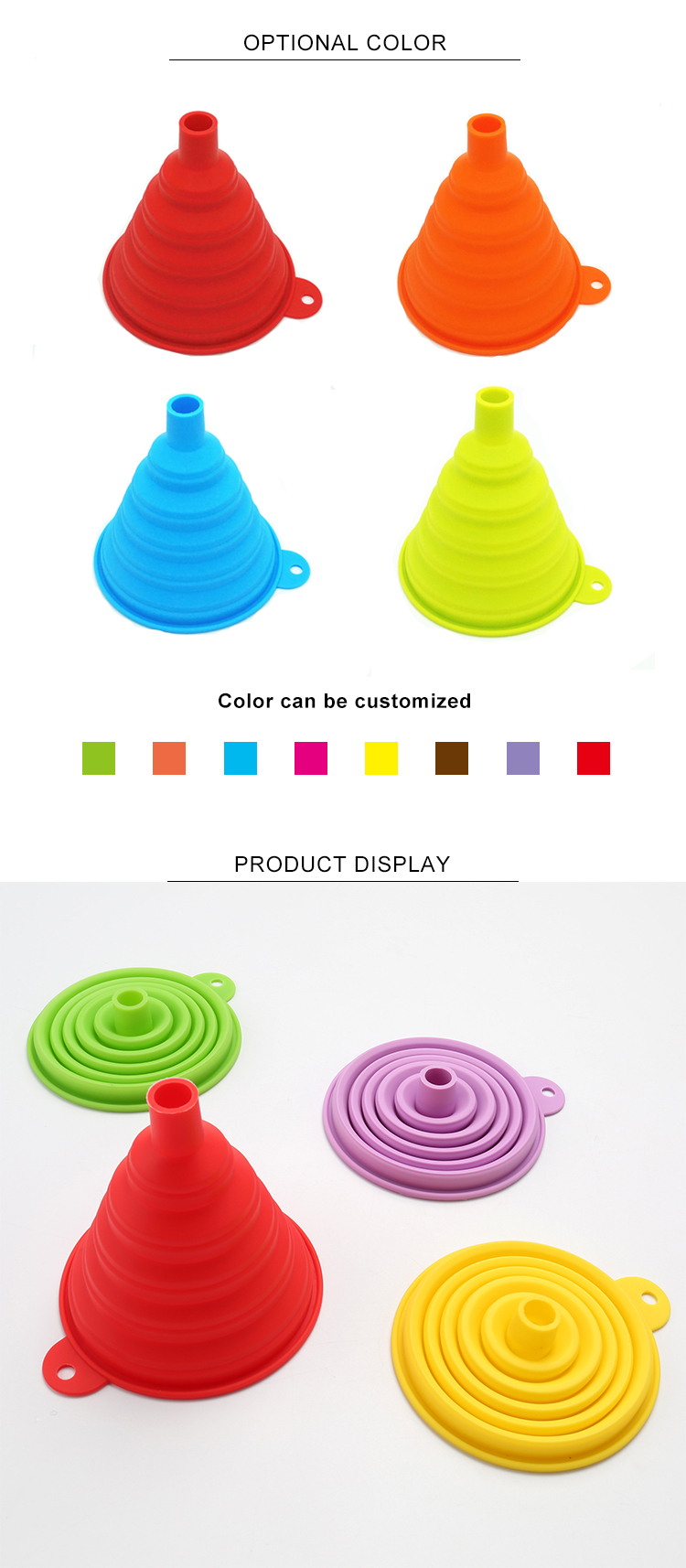 42g 28g Mini Flexible Silicone Collapsible Funnel