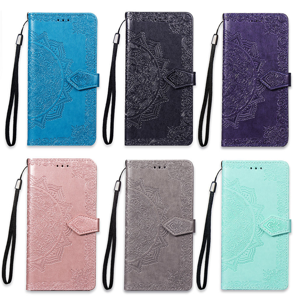 Multi Color Embossed Mandala Phone Flip Case For Huawei Honor7A/Y6 2018 P10lite Y3 2017/Y3 2018 mate20 pro mate20 lite