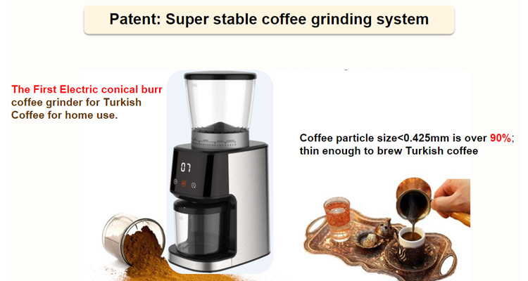 Commercial Automatic Burr Coffee Grinder Digital Control Anti Splash Panel 275g