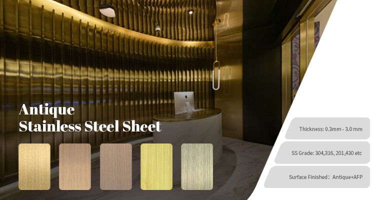 1m JIS Antique Stainless Steel Sheet Bronze Finish 304 316 Copper Brass Bronze Color