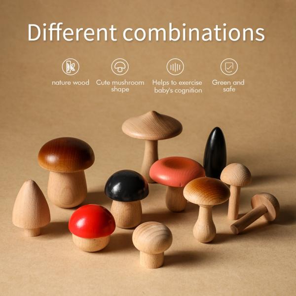 Mushroom Shape Wooden Blocks For Children Educational
