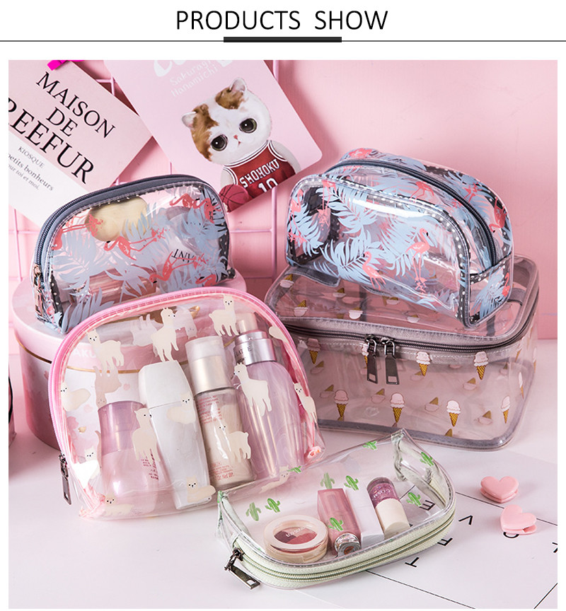 Custom Logo Clear Travel Portable Make Up PVC Cosmetic Bag