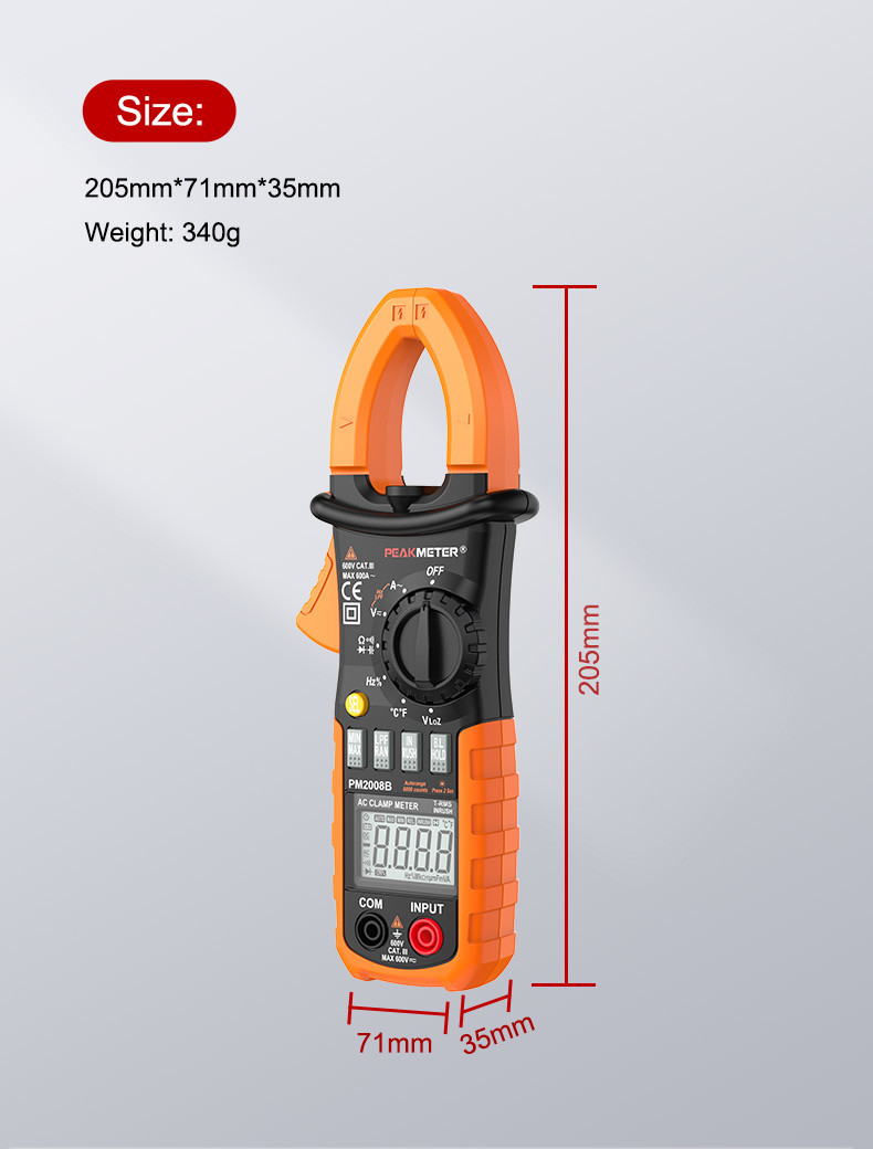 AC Digital CLamp Meter With Ammeter , Voltmeter , Ohmmeter And Backlight Current Measurement