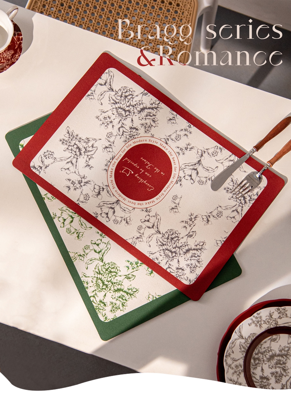 Rectangle Diatom Flower Dining Table Placemats Sustainable Table Cloth Design Style