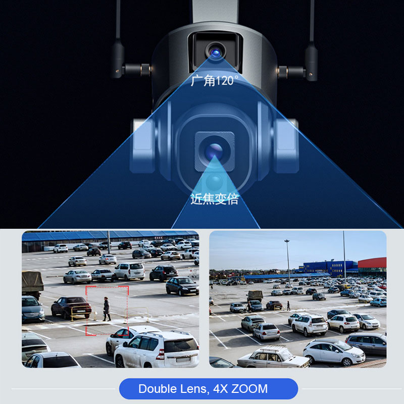 10x Zoom 4.0MP Wifi Dome CCTV Network Ipsy Solar Battery Backup Surveillance Camera 4g