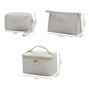 China Simple Style Zipper PU Cosmetic Bag Three Piece Set wholesale
