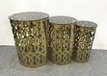 Three Piece Hollow 40cm Gold Plated Coffee Table