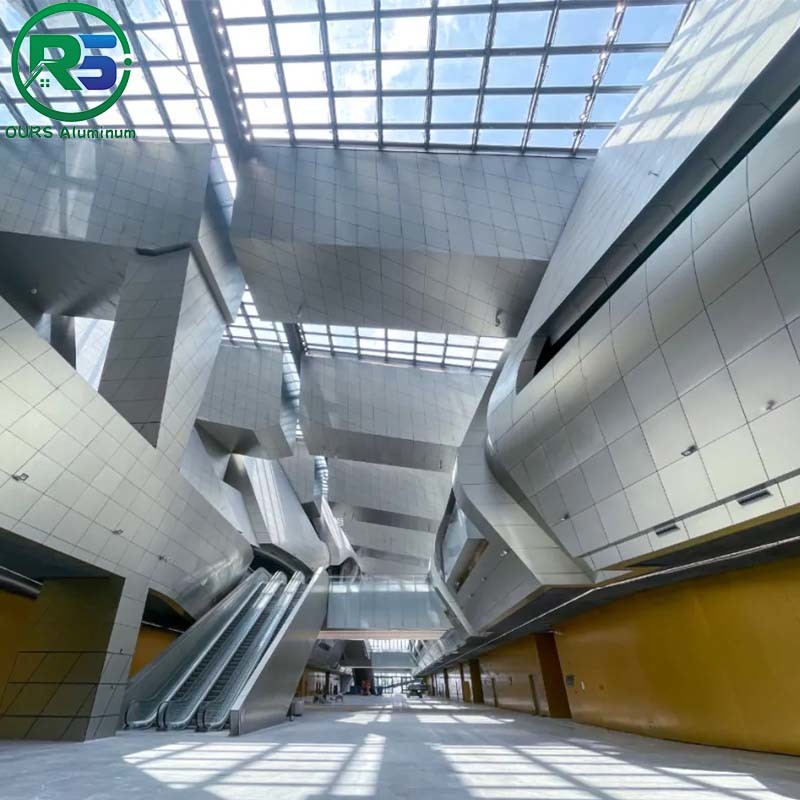 Corrugated Aluminum Wall Panels Architectural Metal Ceiling Tiles Suspended 100mm