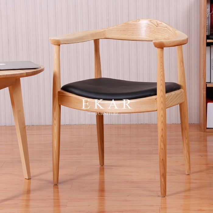 Ash Wood Armchair Woven Leather Dining Funiture Modern Chair