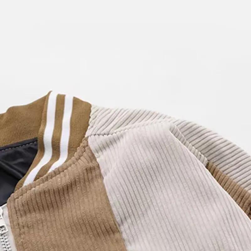 Patchwork Varsity/Letterman Corduroy Jacket Men&prime;s Vintage Casual Baseball Jacket