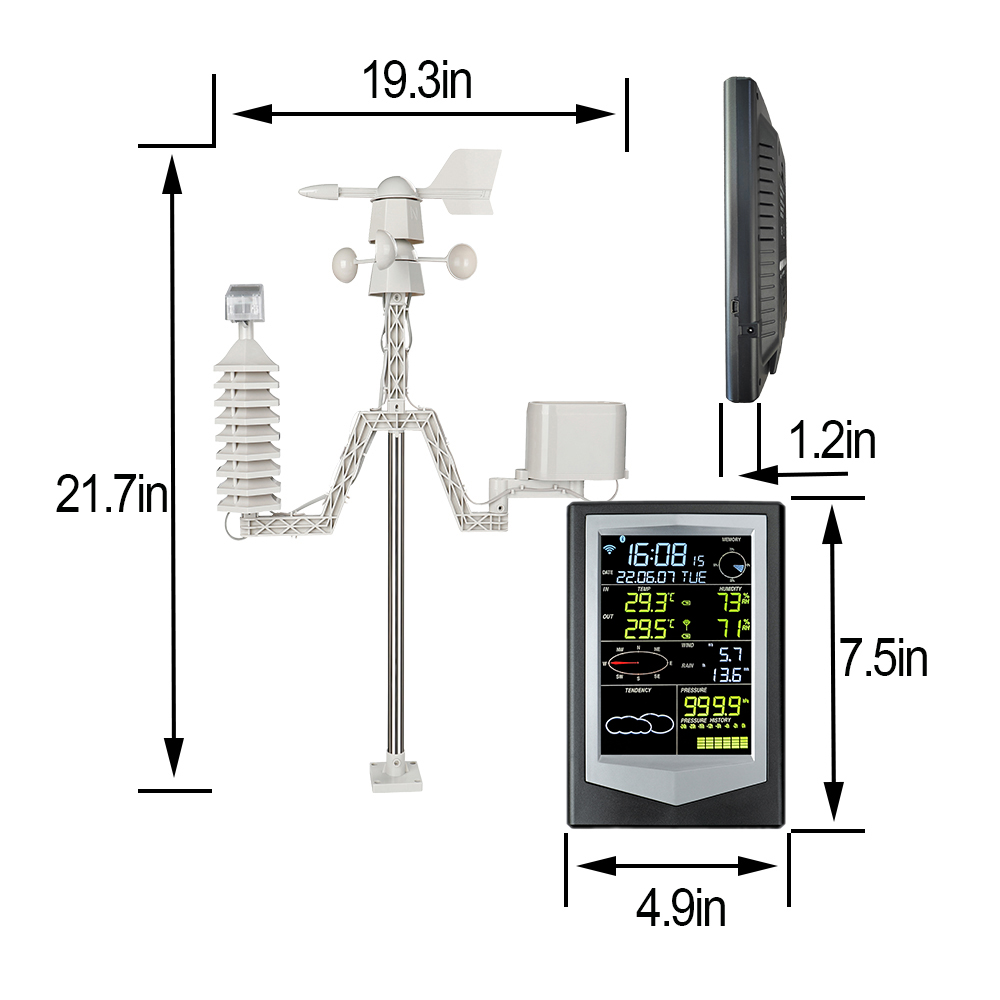 433 Mhz Wireless Sensor LCD Display Color Weather Forecast Station For Indoor And Outdoor