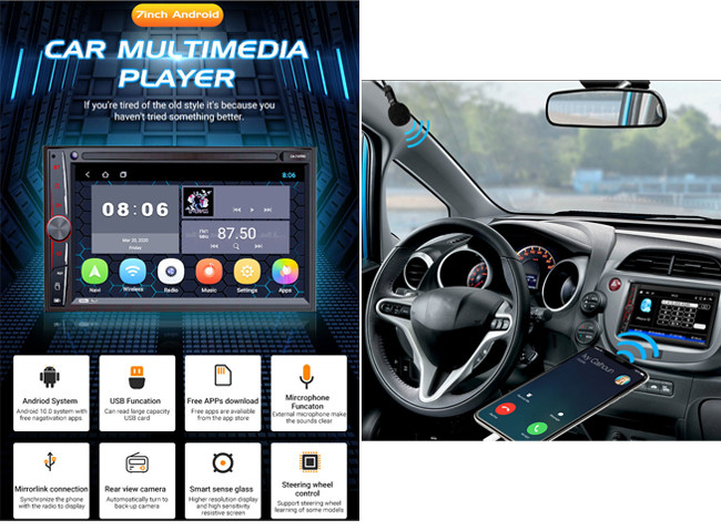 7 Inch Double Din Car Stereo With Backup Camera