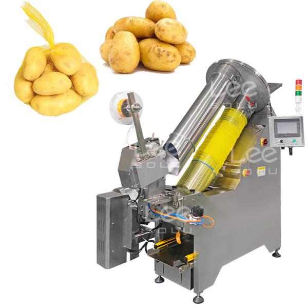 Full Automatic Net Bag Packing Machine For Potato Vegetables Mesh Bag Packing
