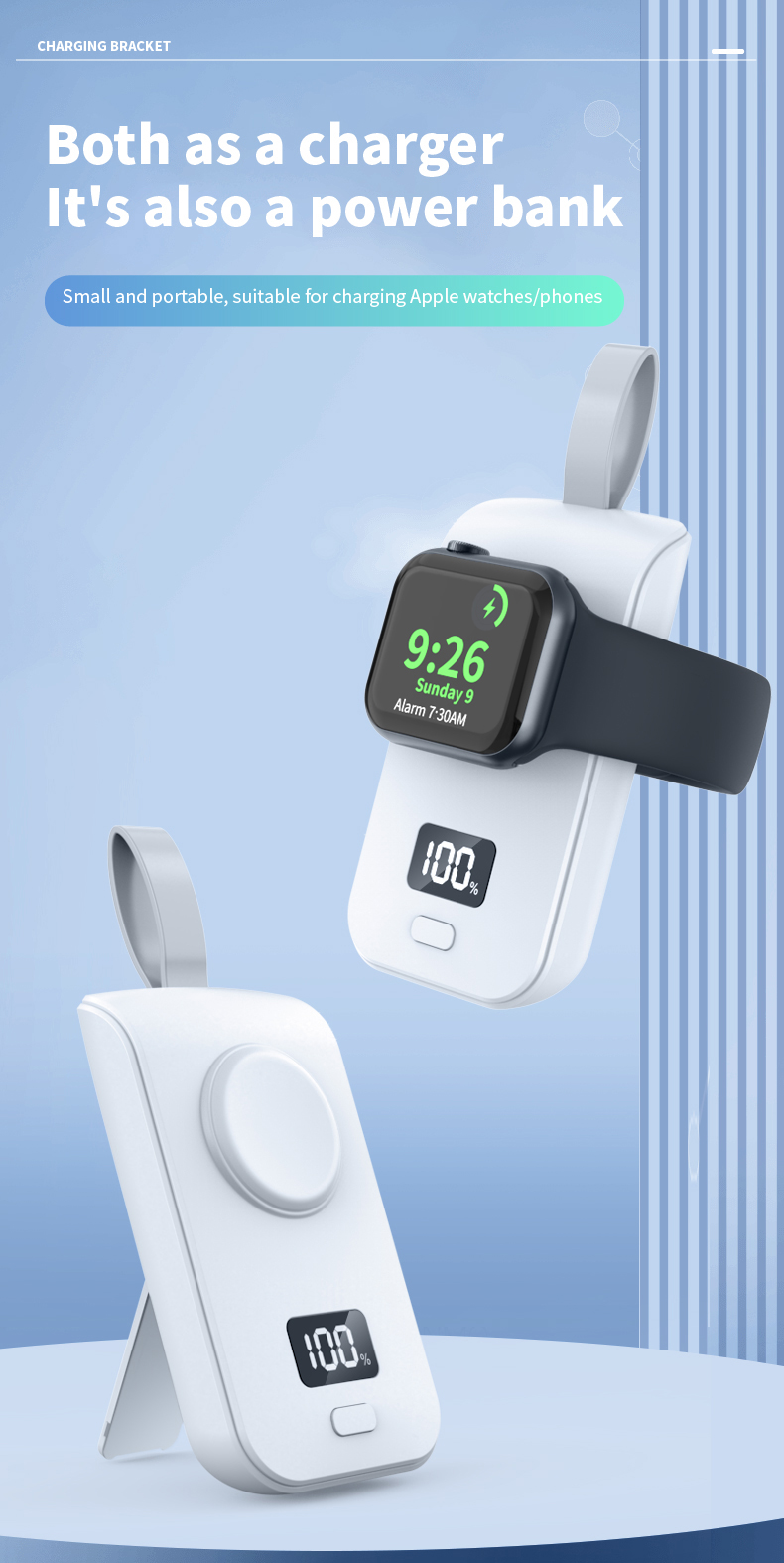 Apple Watch Phone Power Bank Wireless Charging Compact Magsafe Charger 2 In 1