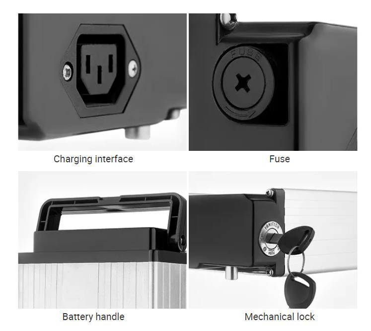 Ebike Replacment Battery Long Cycle 48V 250W 500W Silver Rear Rack Rechargeable Ebike Battery Fiets Accufahrrad Akku Fur Elektrofahrrader Lithium Battery