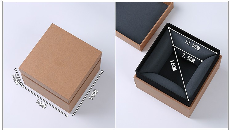 Custom Rigid Brown Kraft Paper Square Mug Bowl Storage Vase Packaging for Chinese Tea Cup Saucer Set