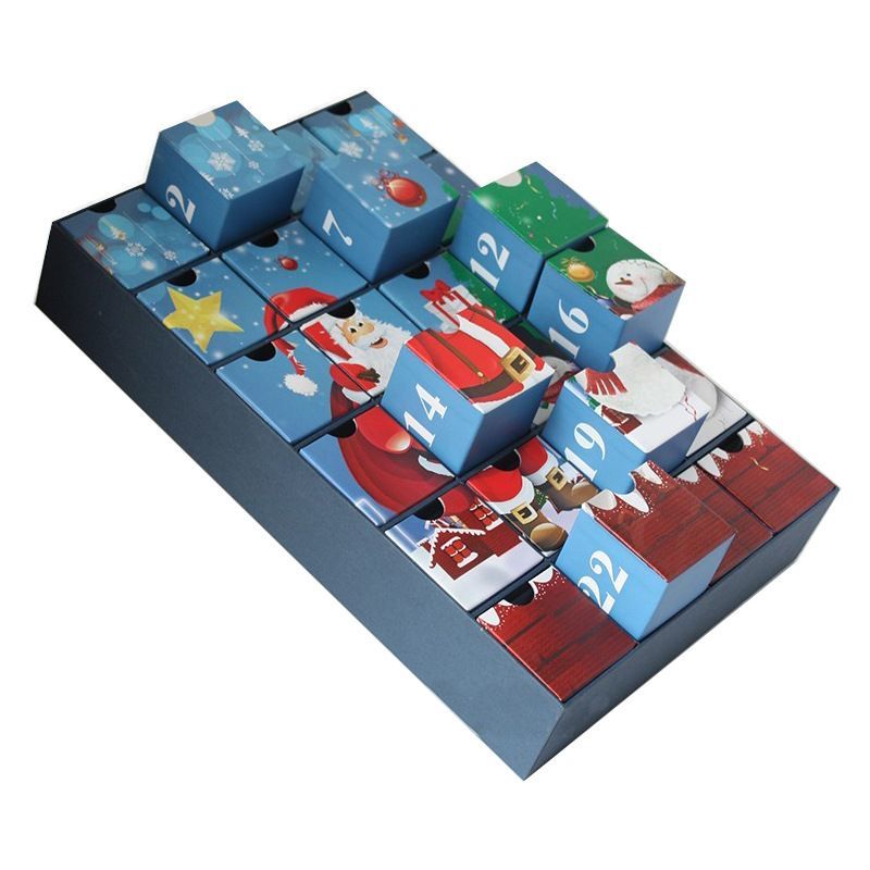 Christmas Xmas Advent Calendar Custom Design Open Door Magnet Paper Cardboard Gift Packaging Packing Package Box for Food Toy Chocolate Cosmetic Jewelry Makeup