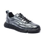 Greyish White Anti Skid Mens Leather Sneakers For Sport