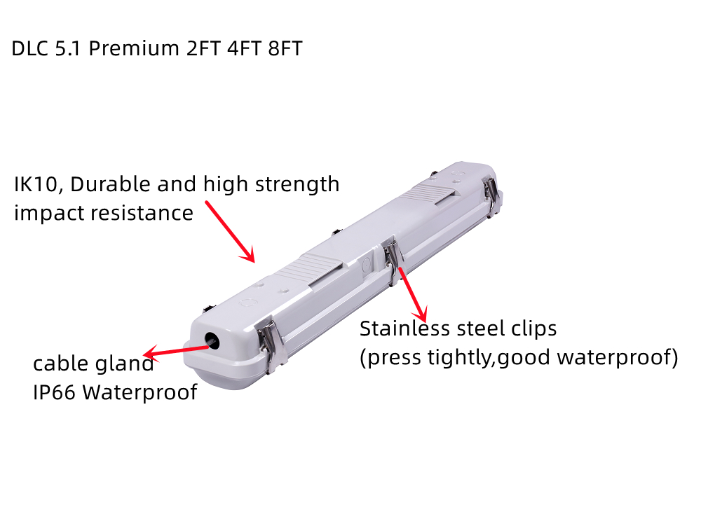 120-277V/120-347V 60W 4FT Led Vapor Tight Tri Proof Light Fixture for Car Parking Lot