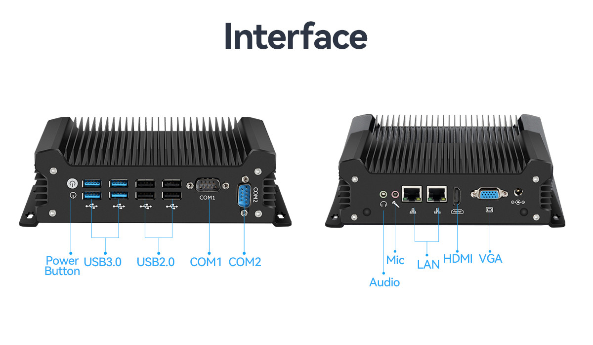 Intel Core Series Processor Industrial Fanless Computer Mini PC With Dual LAN Dual COM