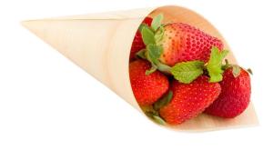 China 240mm Food Container Disposable Serving Cone Pine Wooden for chip wholesale