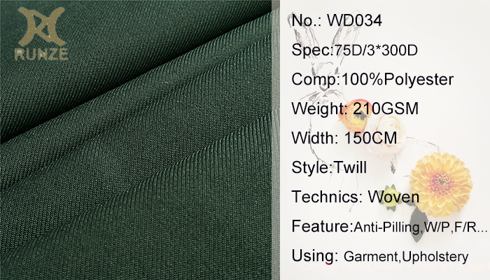 Waterproof 100% Polyester Fabric Solid Color Gabardine for Lining Clothes