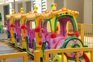 China 4 Carriages Cartoon Amusement Train Ride For 14 Kids wholesale