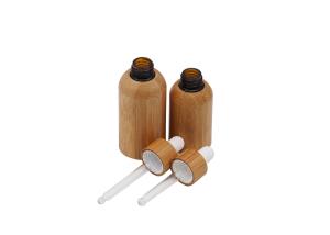 China Bamboo 100ml Essential Oil Bottle 50ml Cosmetic Glass Inner Dropper wholesale