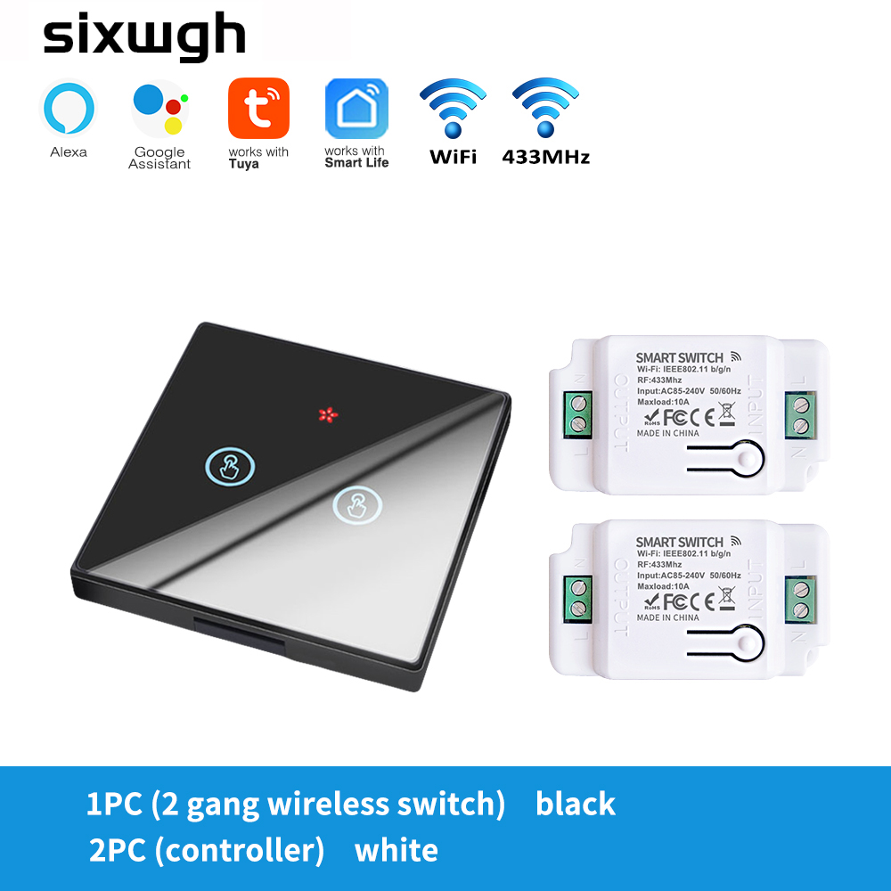 SIXWGH Tuya Wifi Connected Light Switch Home Automation Touch Wall Switch Controller