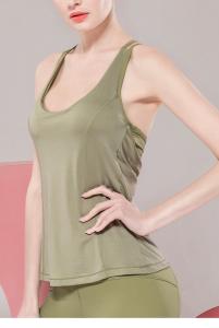 China Sexy Back Deep Neck Flatlock stitching Womens Yoga Tank Top BSCI certified wholesale