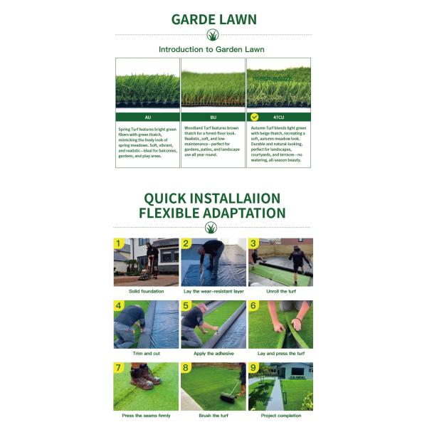 Durable Garden Artificial Turf Drainage Holes 7000-15000D Dtex PP Packaging